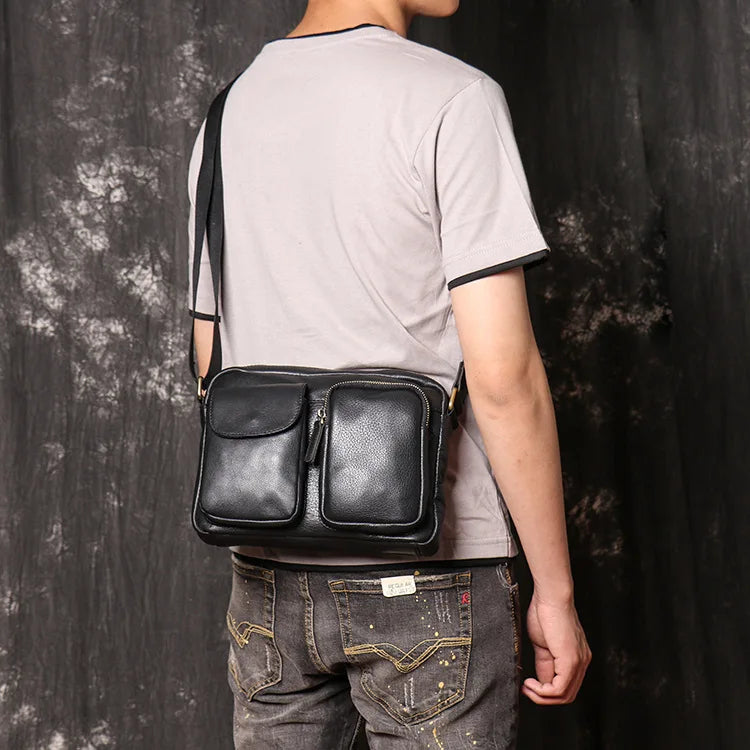 Genuine Leather Men S Single-Shoulder Bag Women Cowhide Crossbody