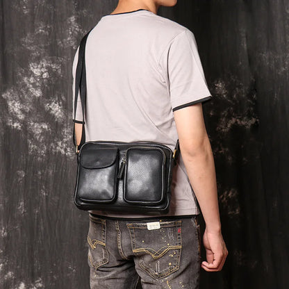 Genuine Leather Men S Single-Shoulder Bag Women Cowhide Crossbody