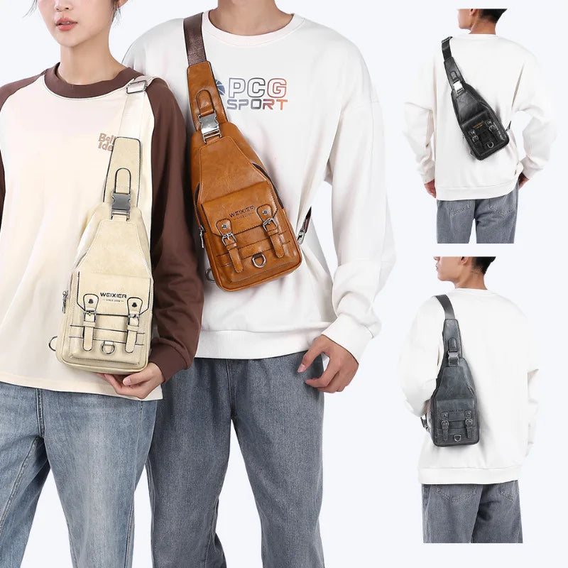 Men S Cross-Body Bag One Shoulder Large Capacity Mobile Phone Storage Zipper Buckle Waterproof