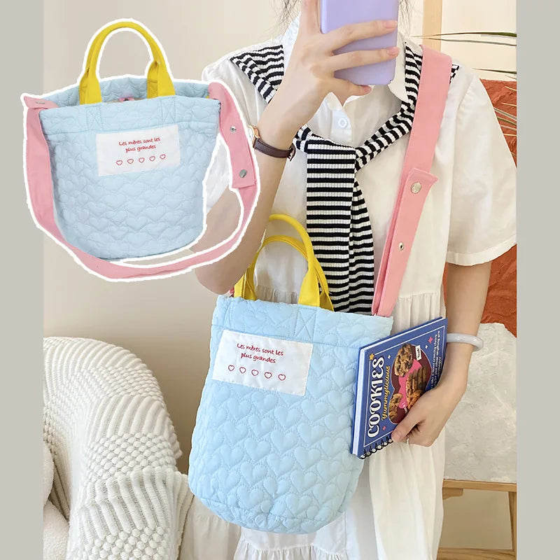 Korean Version Sweet Bento Bag Fashionable Large Capacity Purple Handbag Crossbody Mommy