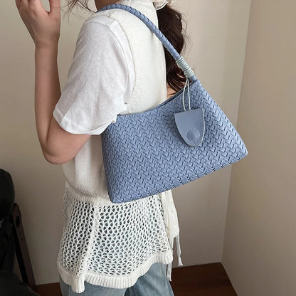 Woven Leather Shoulder Bag – Retro Braided Handle Tote