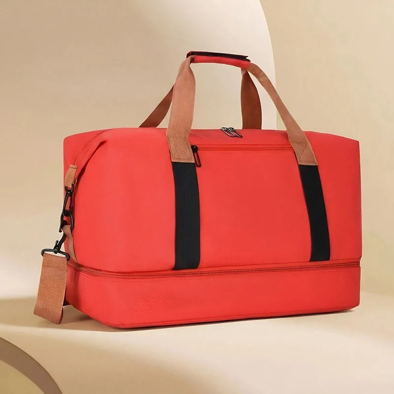 Large Capacity Travel Duffel Bag Shoe Compartment Crossbody Waterproof Weekend Overnight Bag Gym