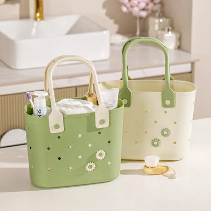Perforated Beach Handbag – Waterproof Hollow Tote Basket Bag