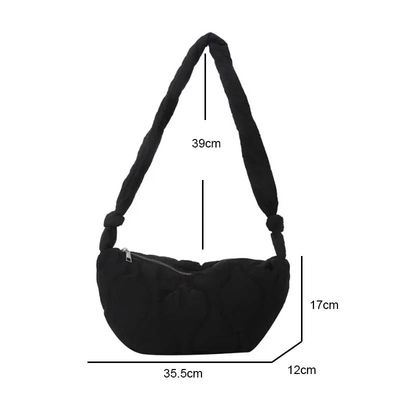 Puffer Shoulder Bag Women Soft Down Cotton Padded Tote Handbag Purse Quilted Cross Body Solid Color