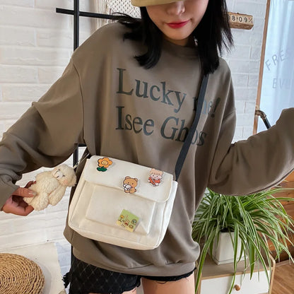 Cute Small Canvas Bag Female Crossbody Bags Girls Women Handbags Shoulder Ladies Cellphone Diagonal
