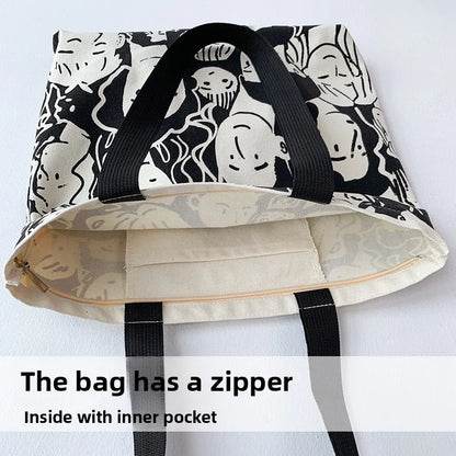 Canvas Tote Bag – Large Capacity Cute Print Shoulder Bag