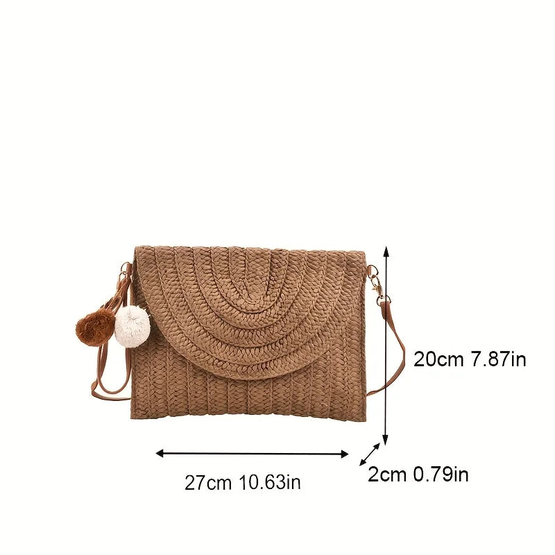 Straw Crossbody Bag for Women – Boho Woven Shoulder Bag