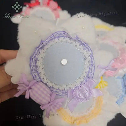 Cat Ear Badge Holder for Itabag – Handmade Lace Flower Wings Pin Tray
