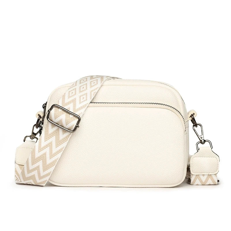 Leather Crossbody Bag – Geometric Strap Shoulder Bag for Women