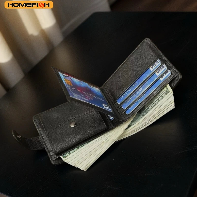 Homesifh Men Wallets Leather Zipper Purse Man Slim Card Horders Male Short Multi-Card Wallet Coin