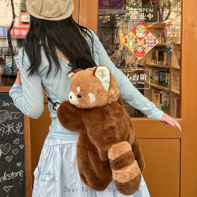 Cute Plush Red Panda Backpack for Women & Girls