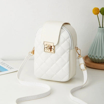 Mini Quilted Small Bag Women Crossbody Phone Bag Lock Design