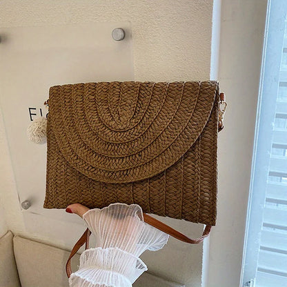 Straw Crossbody Bag for Women – Boho Woven Shoulder Bag