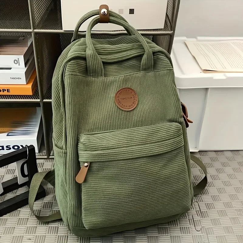 Corduroy Backpack for Teens – Casual School & College Bag