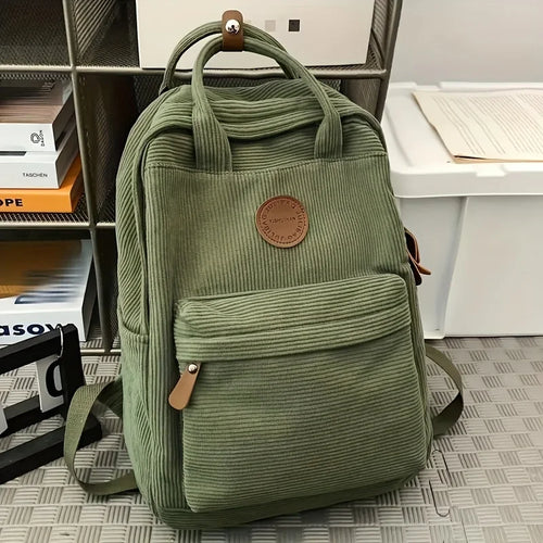 Corduroy Backpack for Teens – Casual School & College Bag