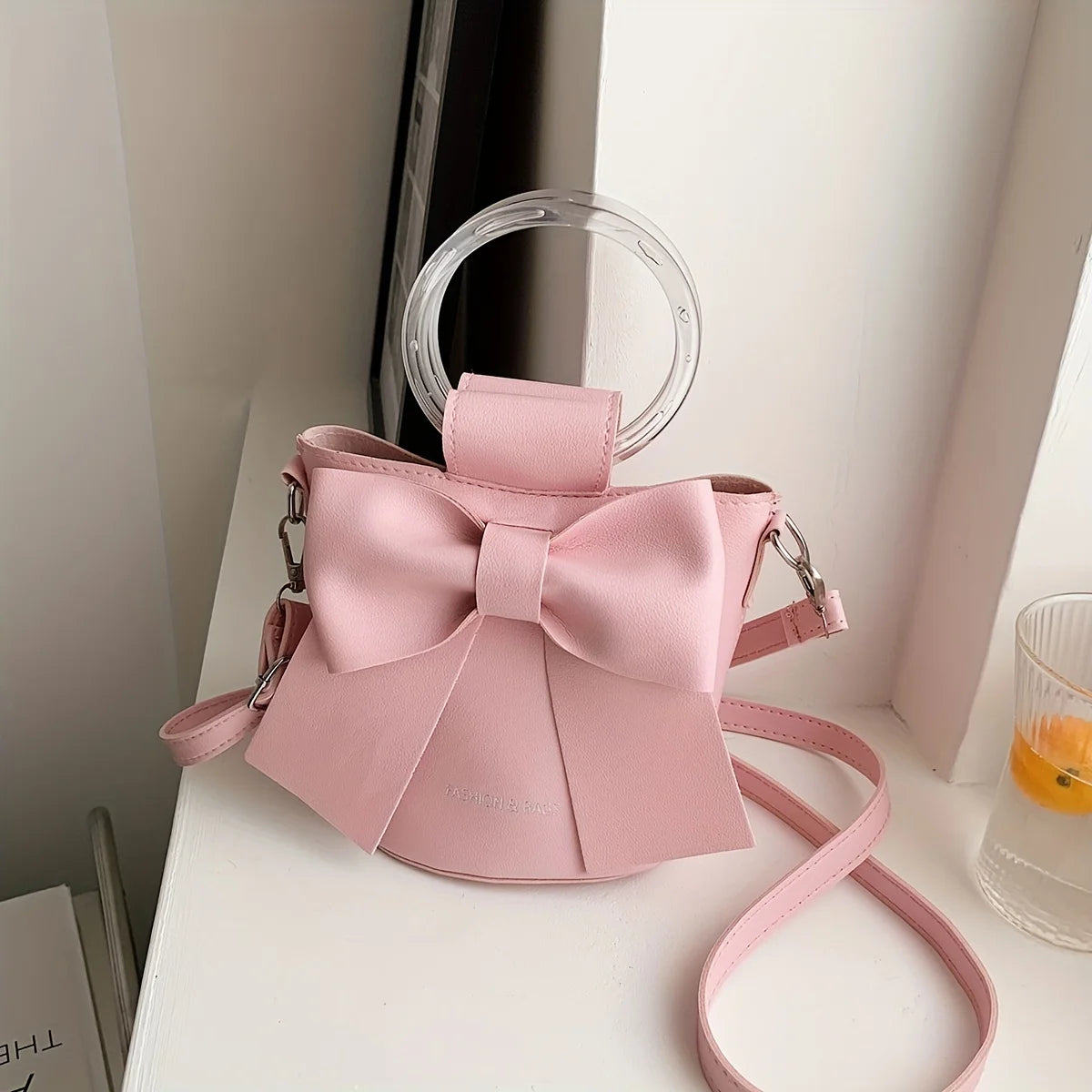 Bow Accent Bucket Bag for Women – Crossbody & Shoulder Handbag