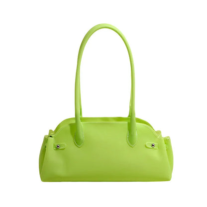 Women S Pvc Solid Color Short Handle Handbag Female Casual Daily Work Shoulder Bag Small Luxury Tote