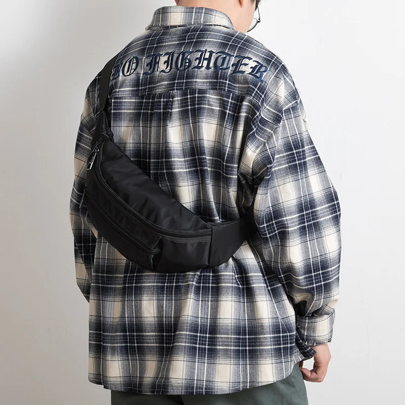 Men S Chest Bag Made Oxford Fabric Casual Fashionable Waist Bag Waterproof Outdoor Sports Crossbody