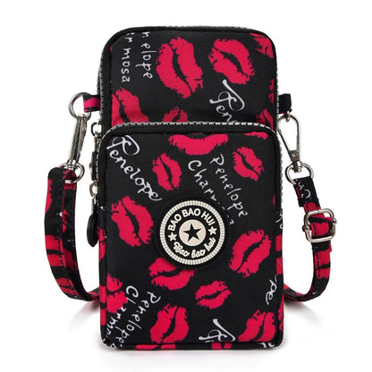 Multi Pattern Printed Crossbody Phone Bag Lightweight Nylon Purse Adjustable Strap Mini Shoulder