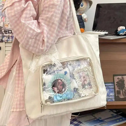 Y2K Ita Tote Bag – Large Transparent Window Shoulder Bag