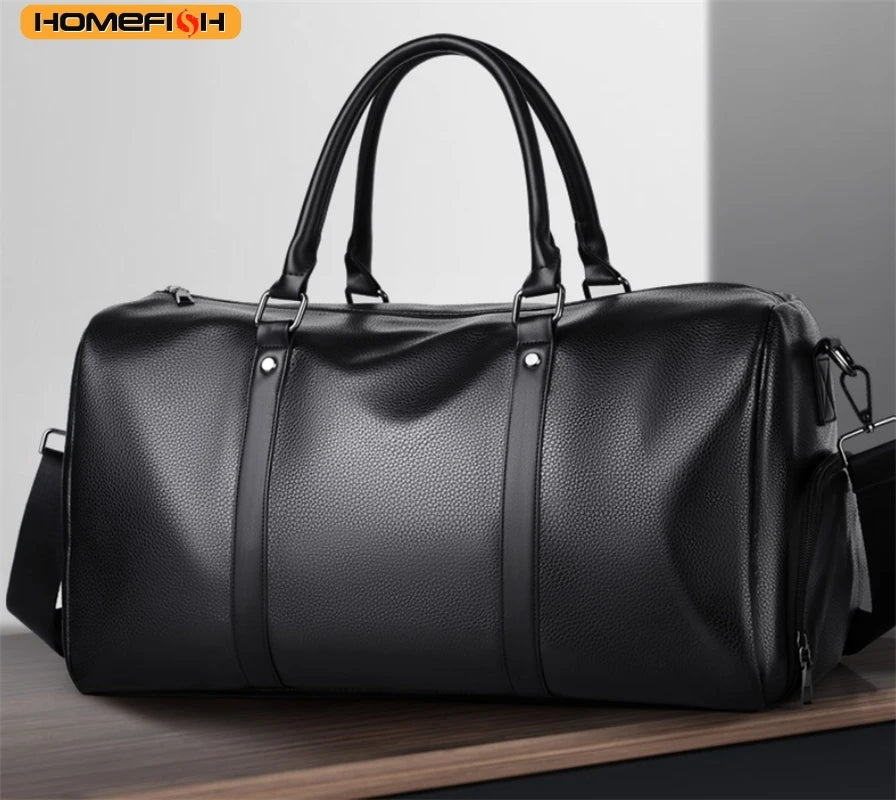 Homefish Pu Waterproof Fitness Sports Bag Retro Large Capacity Duffle Motorcycle Training Short