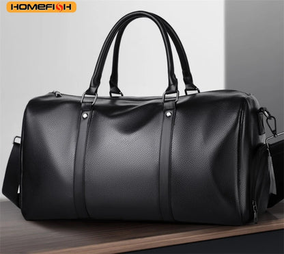 Homefish Pu Waterproof Fitness Sports Bag Retro Large Capacity Duffle Motorcycle Training Short