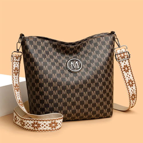 Crossbody Bag for Women – Monogram Faux Leather Shoulder Bag