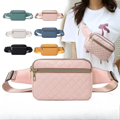 Waist Bag Women Embroidery Line Rhomb Shoulder Cross-Body Leisure All Match Breast Large Capacity