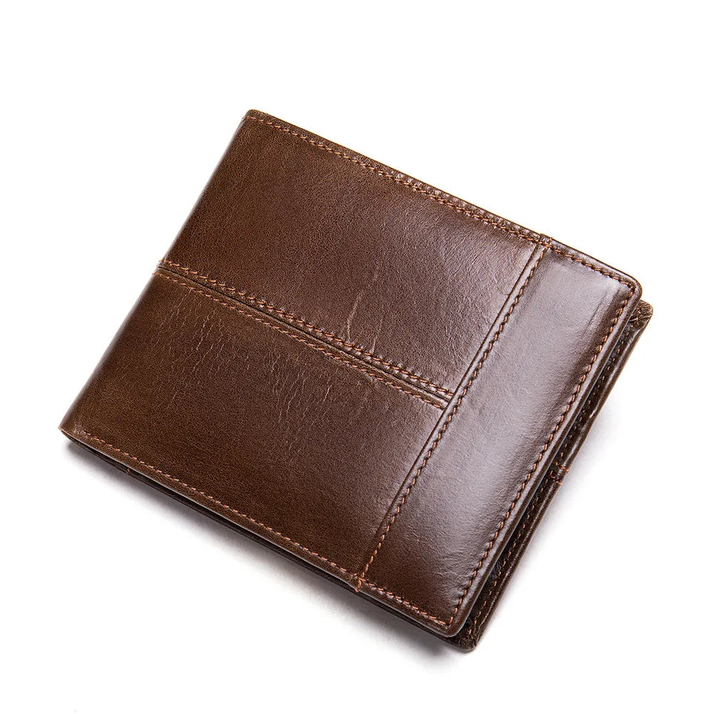Rfid Card Holder Men S Genuine Leather Short Wallet