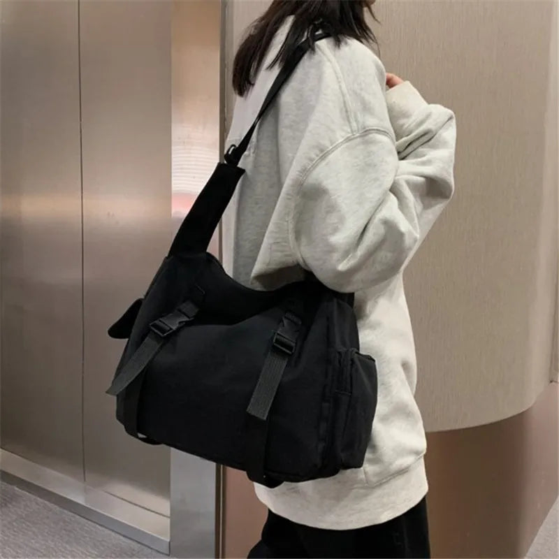 Harajuku Canvas Crossbody Bag – Women's Large Capacity Messenger Bag