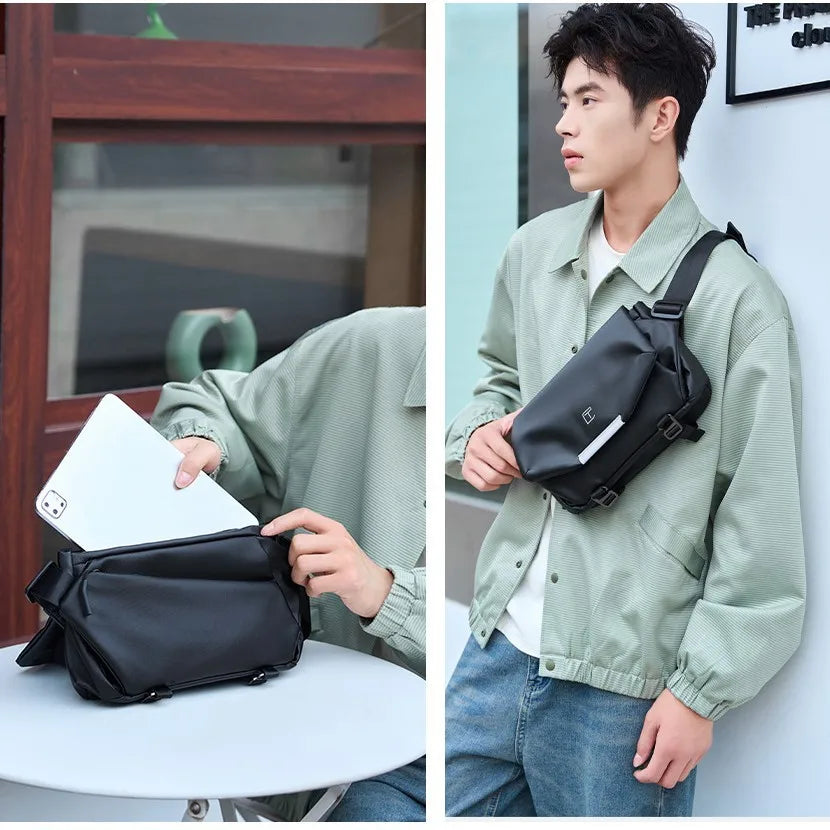 Men S Crossbody Bag Fashionable Waterproof Single-Shoulder Bag Men S Large-Capacity Casual Student