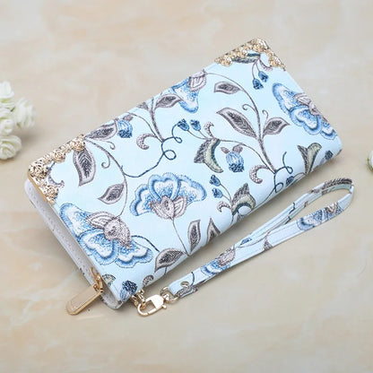Ladies Wallet Long Floral Zipper Large Capacity Mobile Phone Storage
