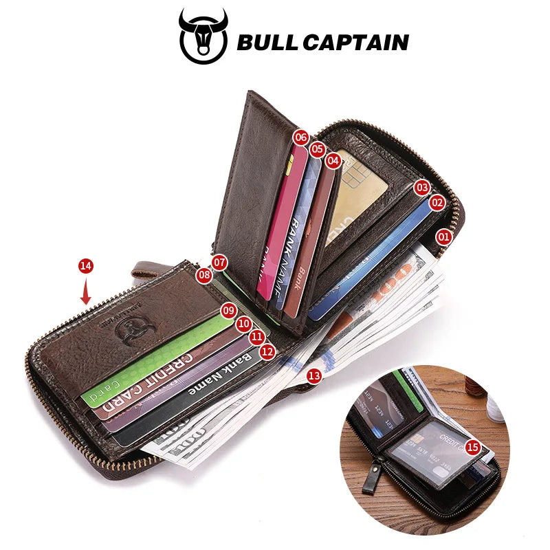 Genuine Leather Men S Horizontal Multi-Slot Business Card Holder