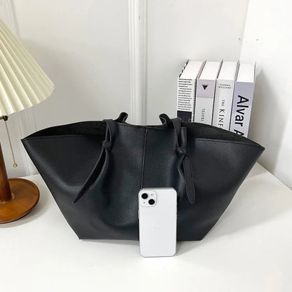 Retro Minimalist Women Shoulder Bag Pouch Soft Pu Leather Tote Large Capacity Handbag Daily Commute