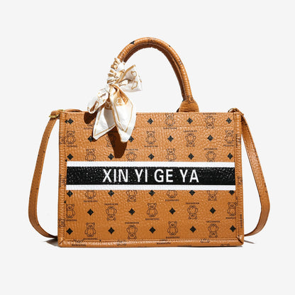 Fashionable Luxury Retro Printed Handbag Crossbody Bag Paired High-Value Scarves Used Daily