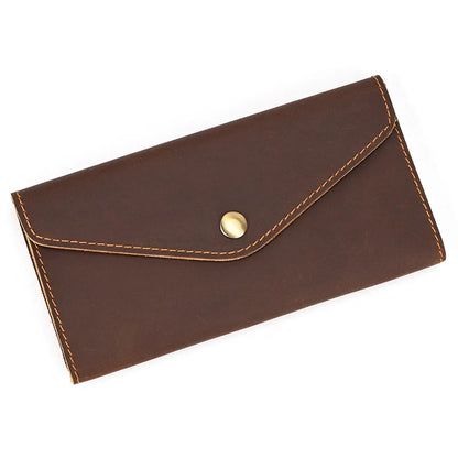 Simple Mobile Phone Leather Wallet Retro Men Crazy Horse Long Envelope Flip