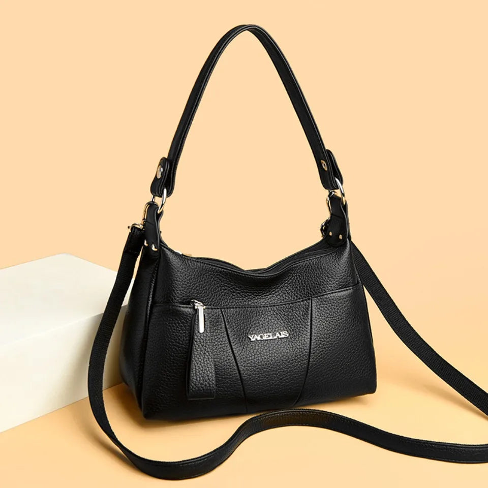 2-Layer PU Leather Crossbody Shoulder Bag for Women