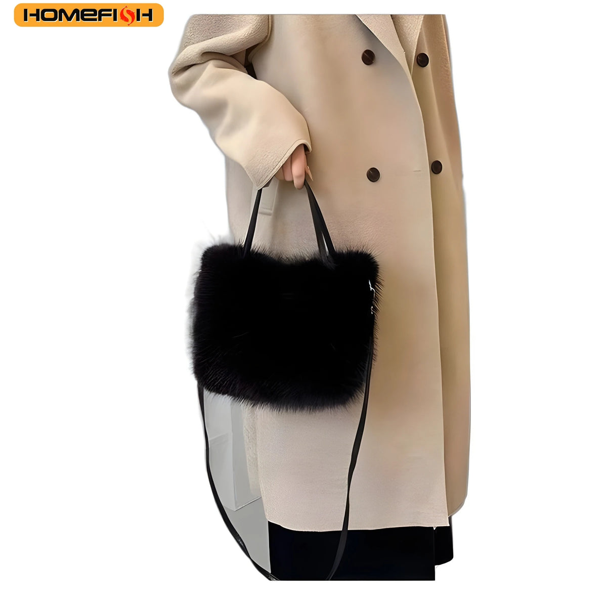 Homefish Faux Fur Tote Bag Women S Bucket Plush Luxury Design Ladies Handbags Soft Winter Crossbody