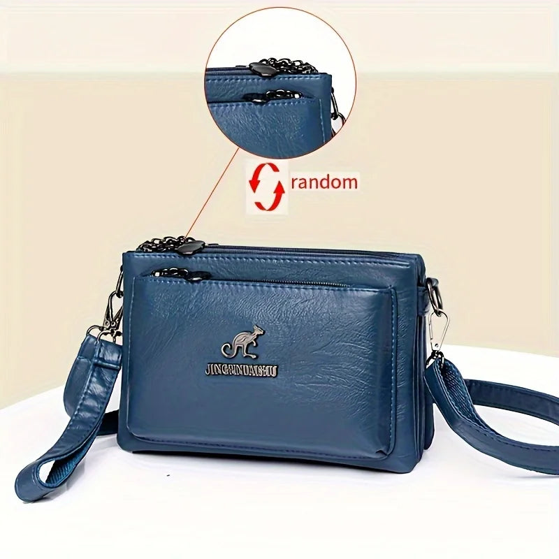 Faux Leather Crossbody Bag for Women – Waterproof Multi-Pocket Shoulder Bag