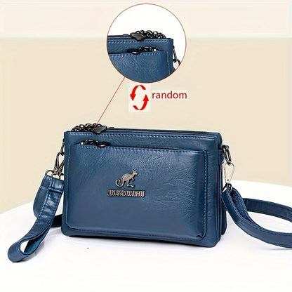 Faux Leather Crossbody Bag for Women – Waterproof Multi-Pocket Shoulder Bag