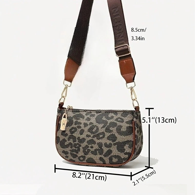 Leopard Print Crossbody Bag – Women's Faux Leather Shoulder Purse