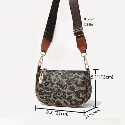 Leopard Print Crossbody Bag – Women's Faux Leather Shoulder Purse