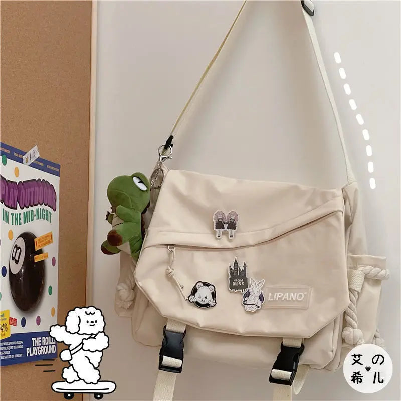 Canvas Crossbody Messenger Bag – Cute Casual Shoulder Bag for Women