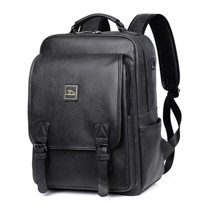 14-Inch Computer Bag Pu Leather Men S Travel Backpack Double Shoulder Straps