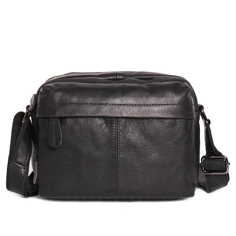 Retro Fashionable Men S Square Cowhide Single-Shoulder Bag Women Genuine Leather Crossbody