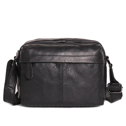 Retro Fashionable Men S Square Cowhide Single-Shoulder Bag Women Genuine Leather Crossbody