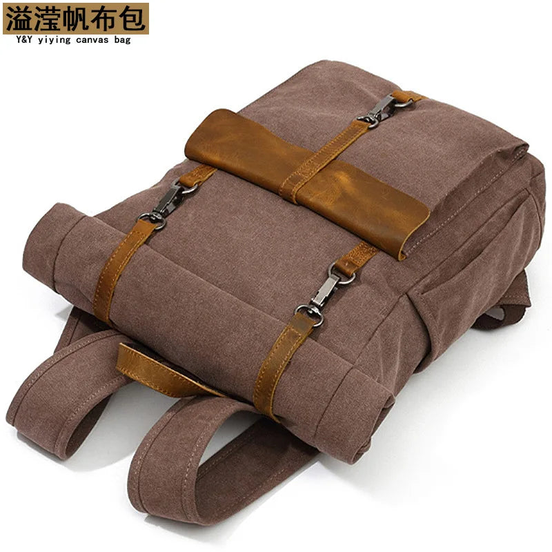 Rucksack Men Retro Shoulder Computer Storage Large Capacity Bag Students Outdoor Wear - Resistant