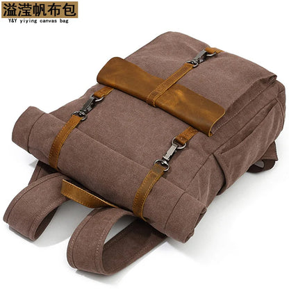 Rucksack Men Retro Shoulder Computer Storage Large Capacity Bag Students Outdoor Wear - Resistant