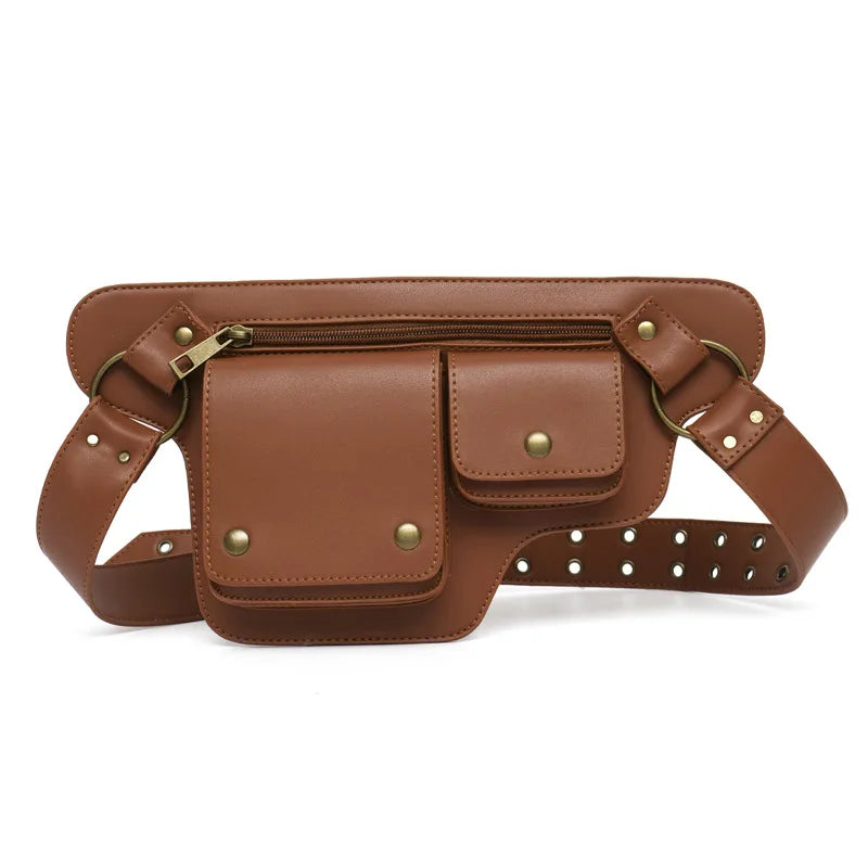 Men S Women Rivet Retro Outdoor Cycling Waist Bag Single-Shoulder Bag
