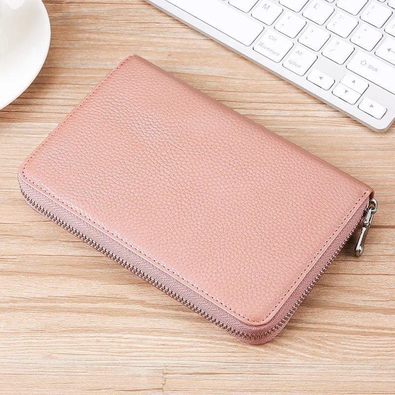 Genuine Leather Rfid Anti-Magnetic Card Case Cowhide Account Book Passbook Case Id Card Holder